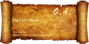 Ogrin Aba névjegykártya